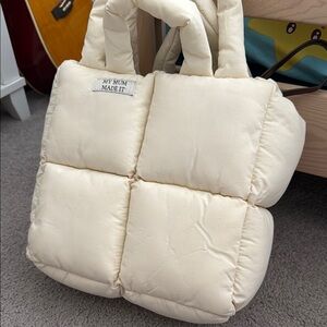 My Mum Made It Cream Puffer Bag Worn Once